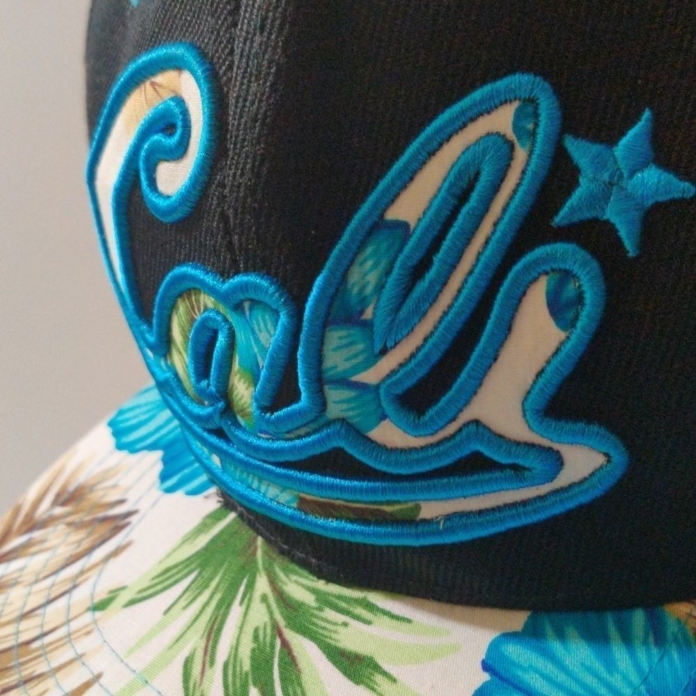 Cali Branded Blue and white Tropical Floral SnapBack Hat - Picture 2 of 11